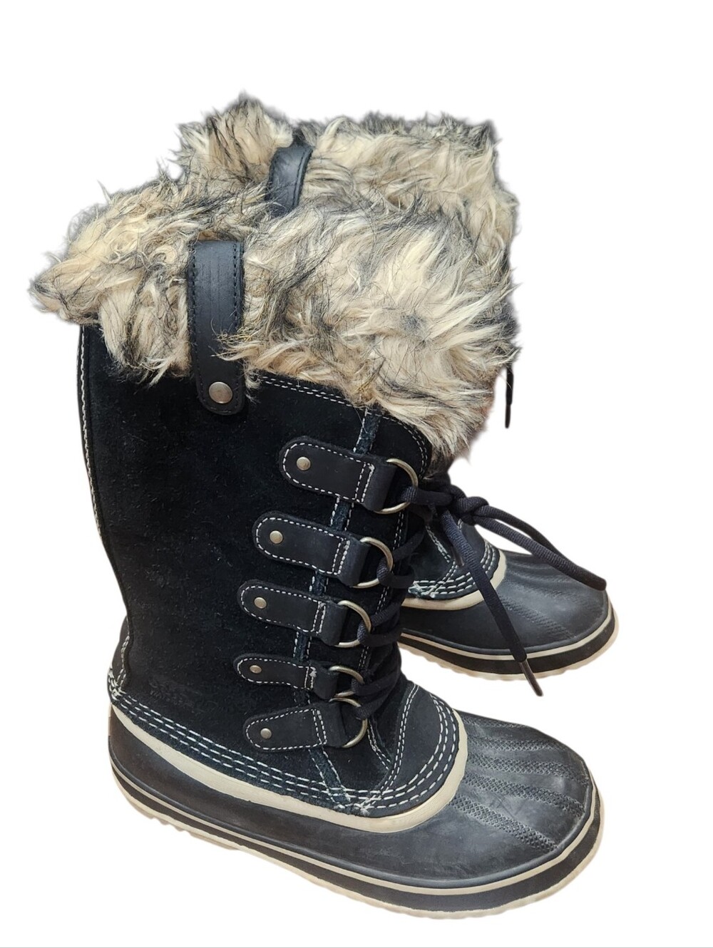 Sorel Joan Of Arctic Waterproof Fur Trim Boots Black Size 7.5